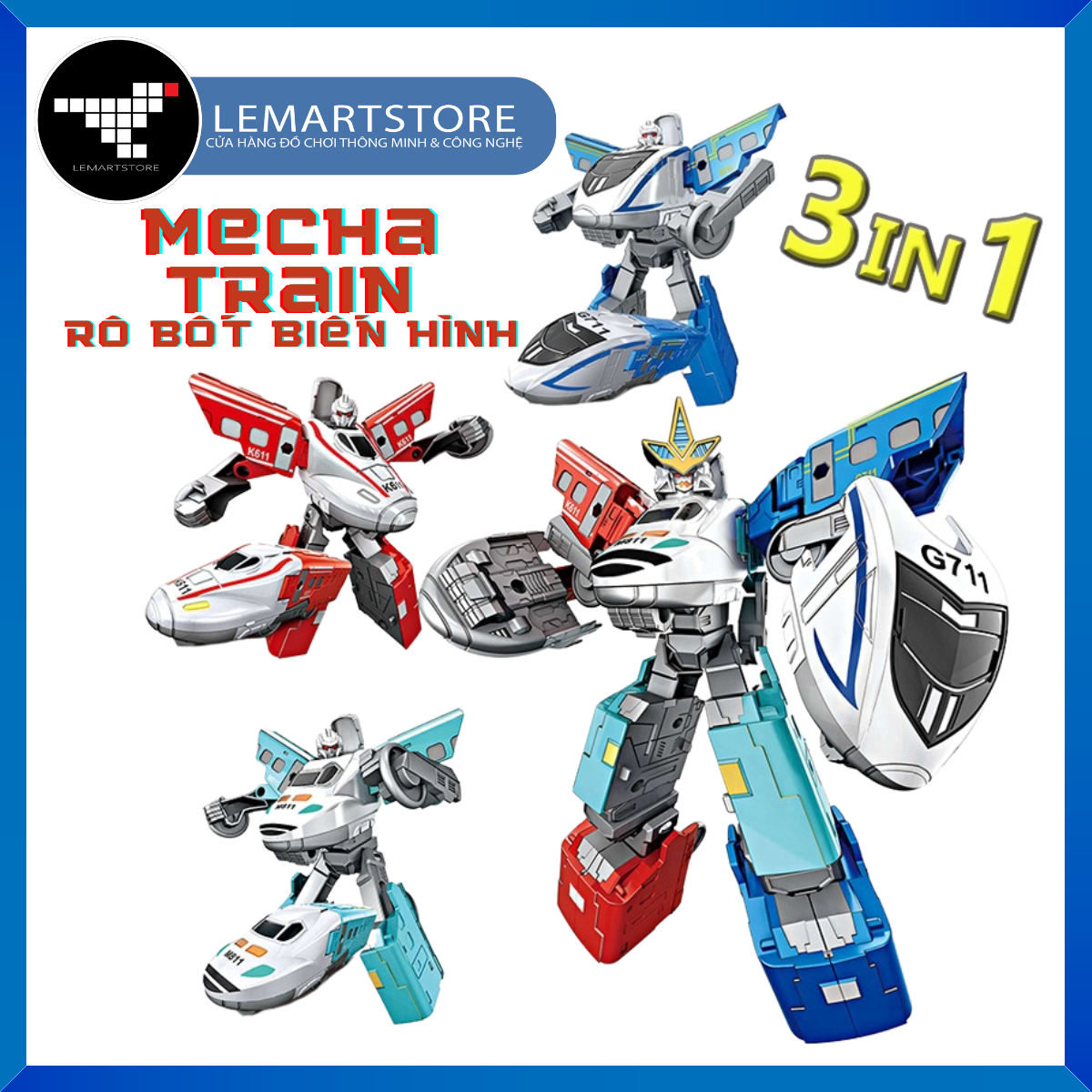 Đồ chơi rô bốt chiến binh tàu điện mecha train - biến hình 3 trong 1