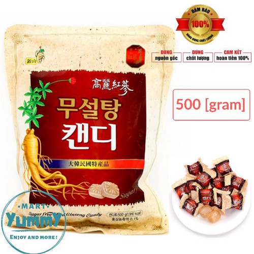 Kẹo sâm không đường hàn quốc 500 gram , kẹo hồng sâm hàn quốc 500 gram.