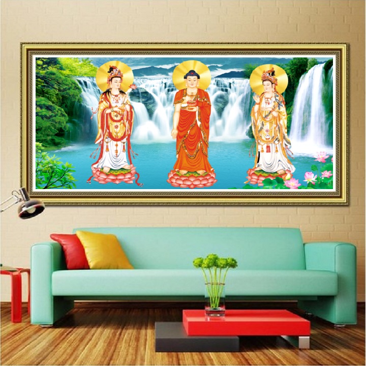 Tranh đính đá Tam thế phật LV244 KT:140*75cm