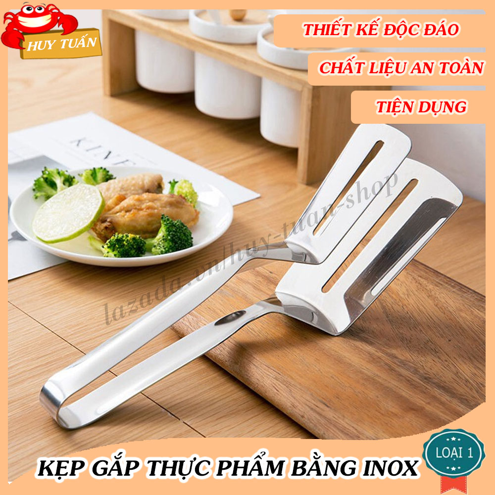 Xẻng gắp thực phẩm thông minh Kẹp gắp thức ăn bằng inox Dụng cụ gắp thức ăn đa năng - Huy Tuấn Tmark