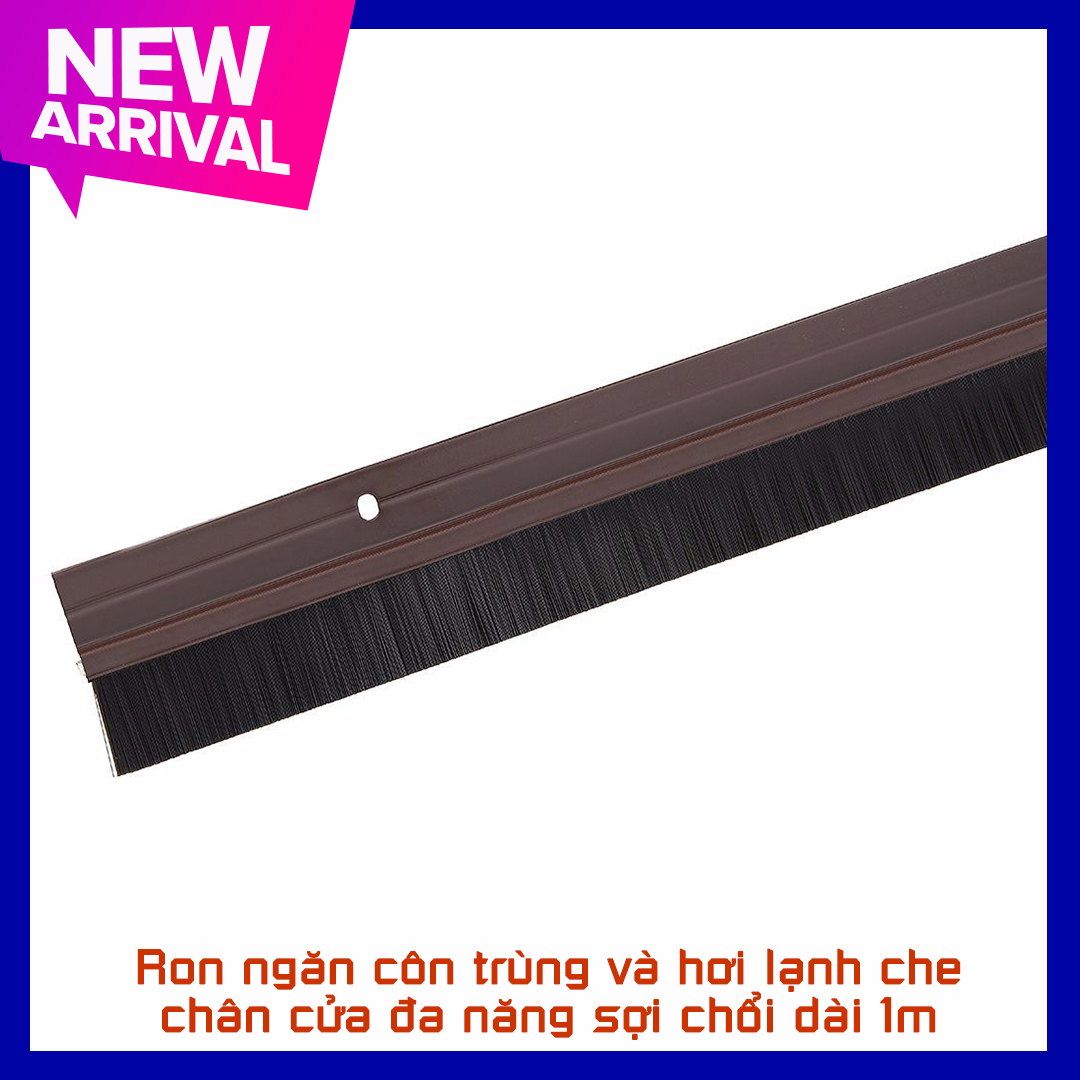 Ron ngăn côn trùng và hơi lạnh che chân cửa đa năng sợi chổi đế Nâu dài 1m