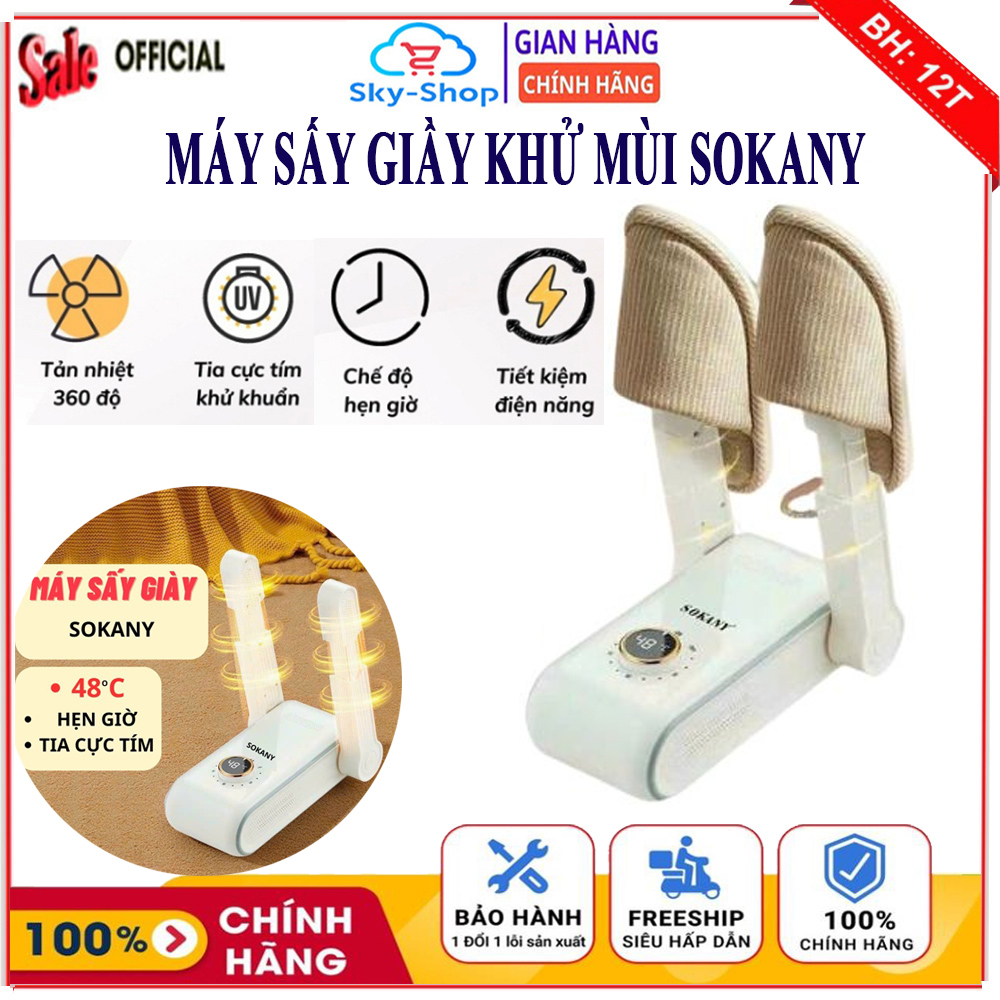 Máy sấy giày sokany có tia cực tím khử mùi khí nóng đa chiều 360 độ khô siêu nhanh khử mùi giày dép hôi có chế độ hẹn giờ thông minh thiết kế nhỏ gọn có thể gấp lại