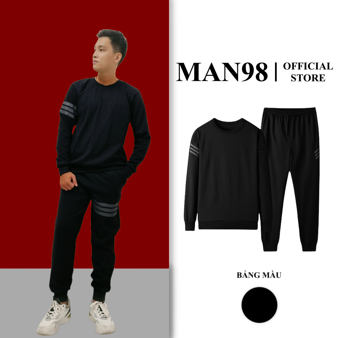 Bộ Thể Thao Nam Thu Đông Kẻ Cánh Tay 3 Vạch, Đồ Bộ Nỉ Nam Cao Cấp M16