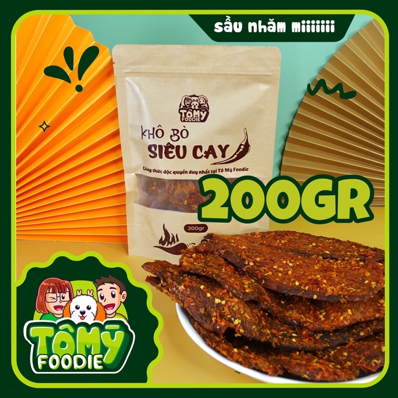Khô bò siêu cay 200gr | độc quyền tô mỳ foodie