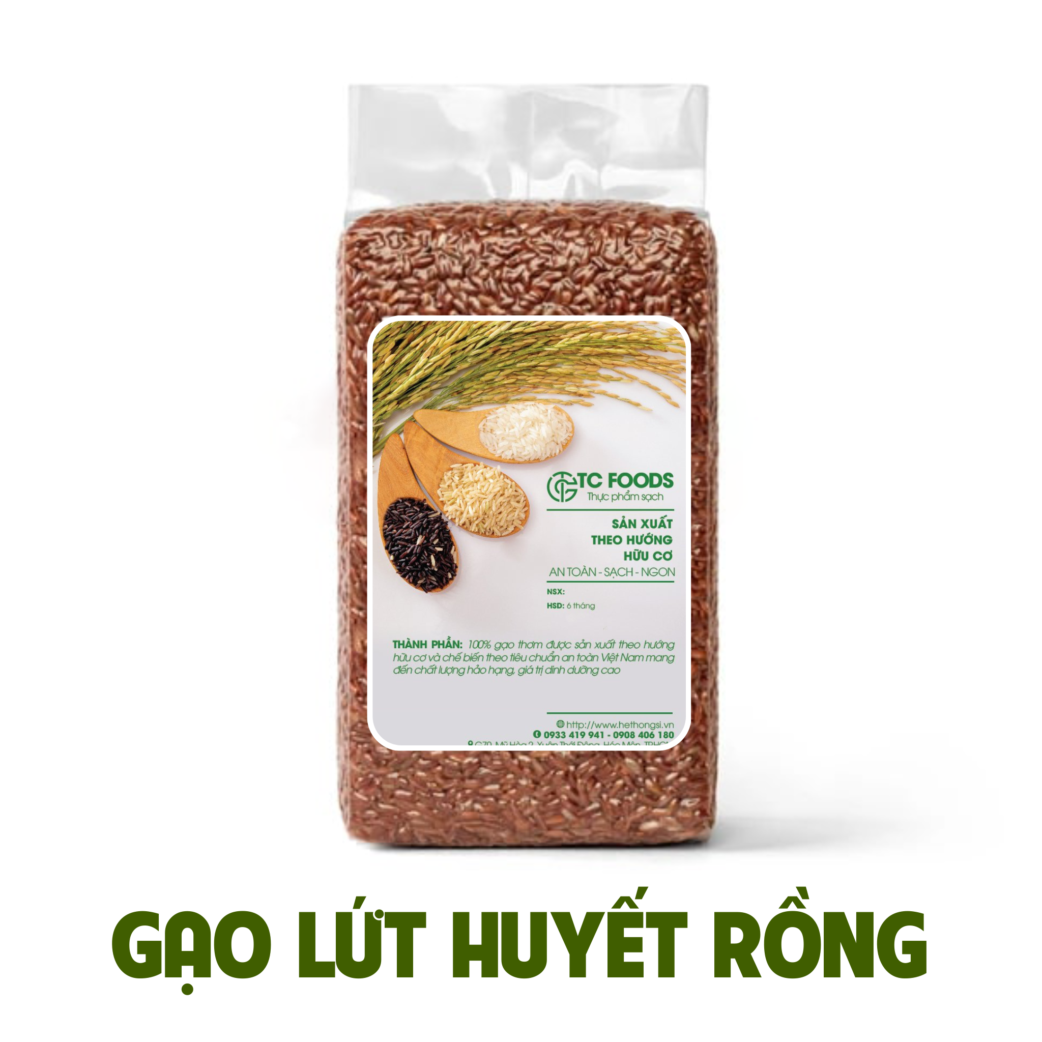 Gạo thực dưỡng lứt Huyết Rồng TCFOODS thích hợp cho người ăn kiêng, tập luyện, túi hút chân không dễ dàng bảo quản