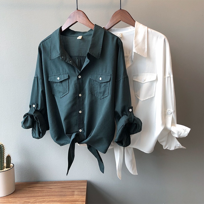 jieping Loose Women's Fashion Shirt Lace Up Women's Blouse Shirt