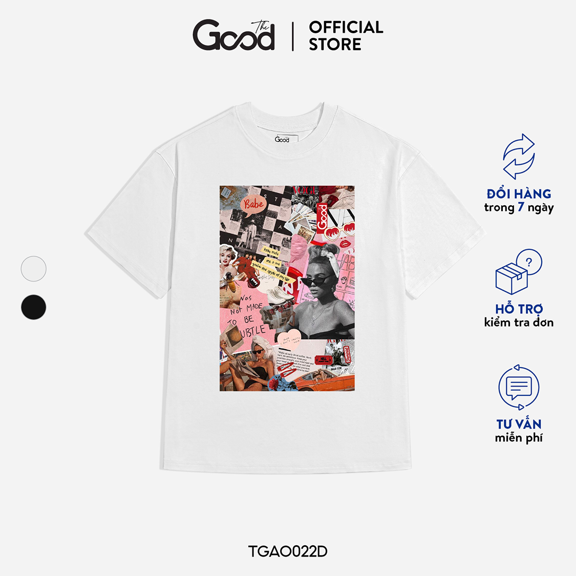 Áo phông the good t-shirt 100% cotton freesize black/white