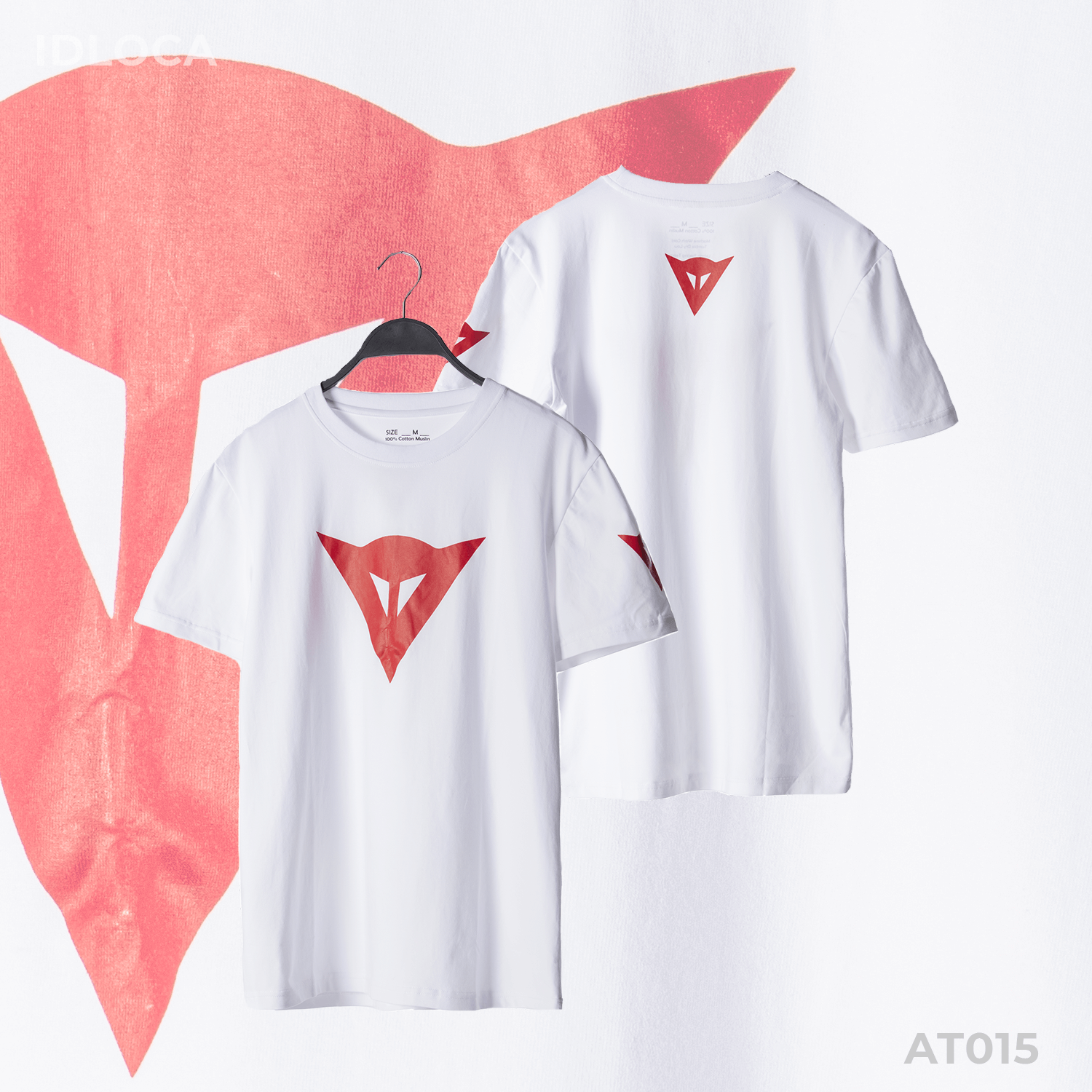 Áo thun cổ tròn DAINESE màu trắng - Logo màu đỏ
