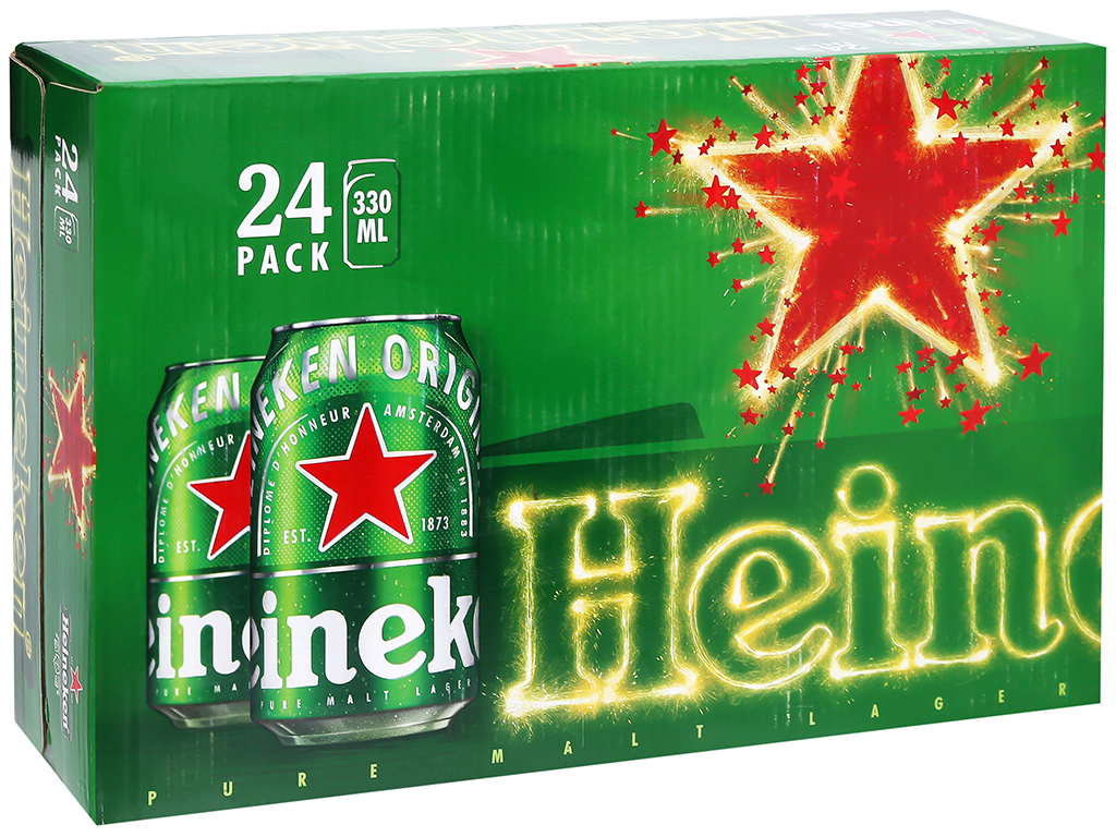 Thùng Bia Heineken 24 Lon Thường (330ml / Lon)
