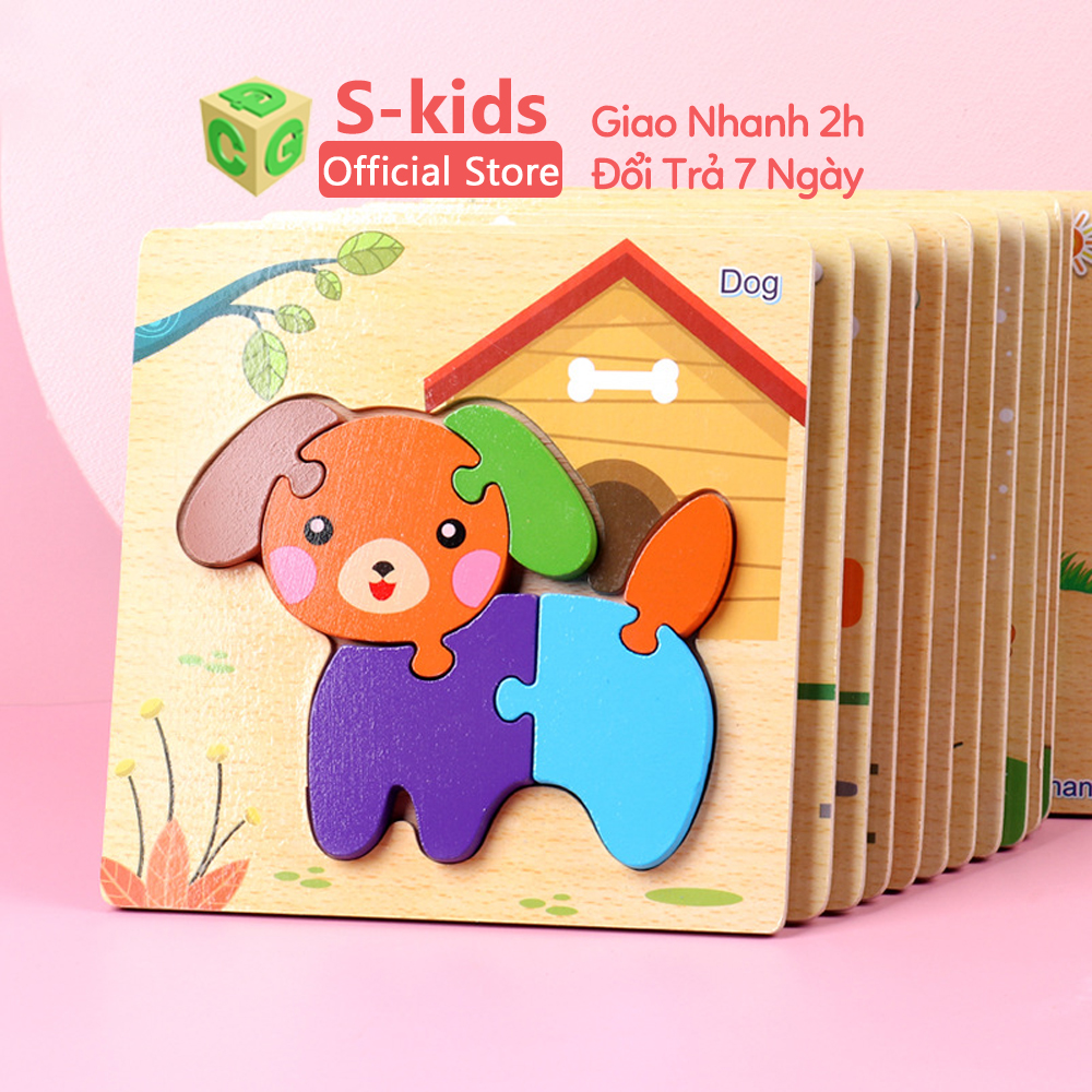 Đồ Chơi Bảng Ghép Hình Gỗ Nổi 3D Bộ Tranh Xếp Hình S-Kids Cho Bé Phát Triển Kỹ Năng.