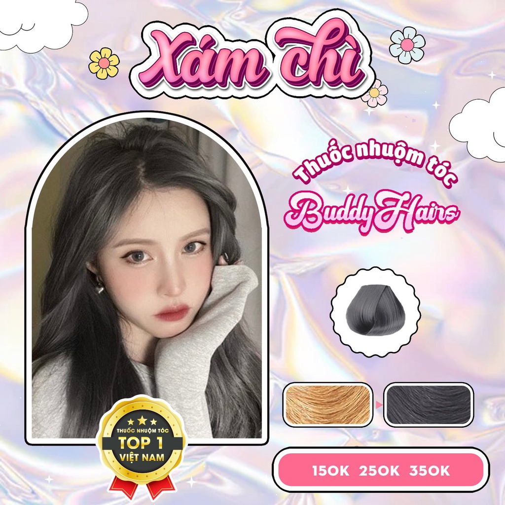 Nhuộm tóc màu XÁM CHÌ nhuộm tóc cao cấp, kem nhuộm tóc tại nhà Buddyhairs tặng kèm dụng cụ