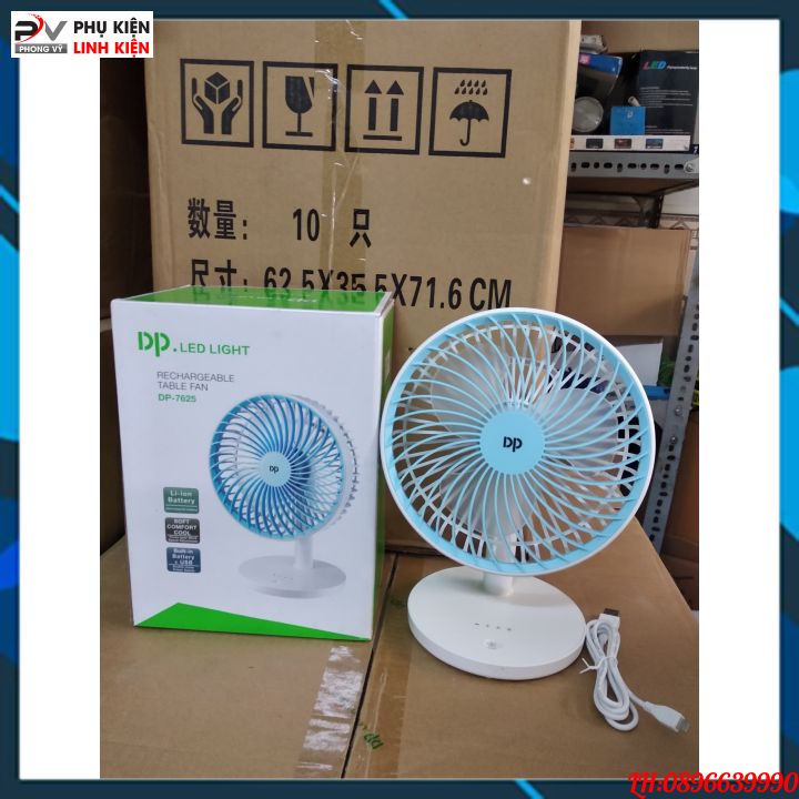 Quạt sạc pin để bàn siêu mát - Quạt sạc điện cao cấp nhỏ gọn tiện dụng DP-7625
