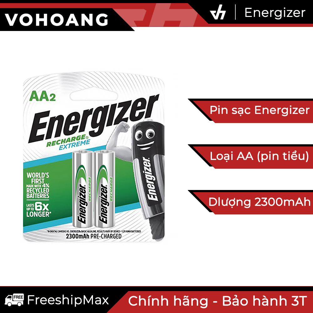 Bộ 2 pin sạc AA Energizer Recharge Extreme 2300mAh