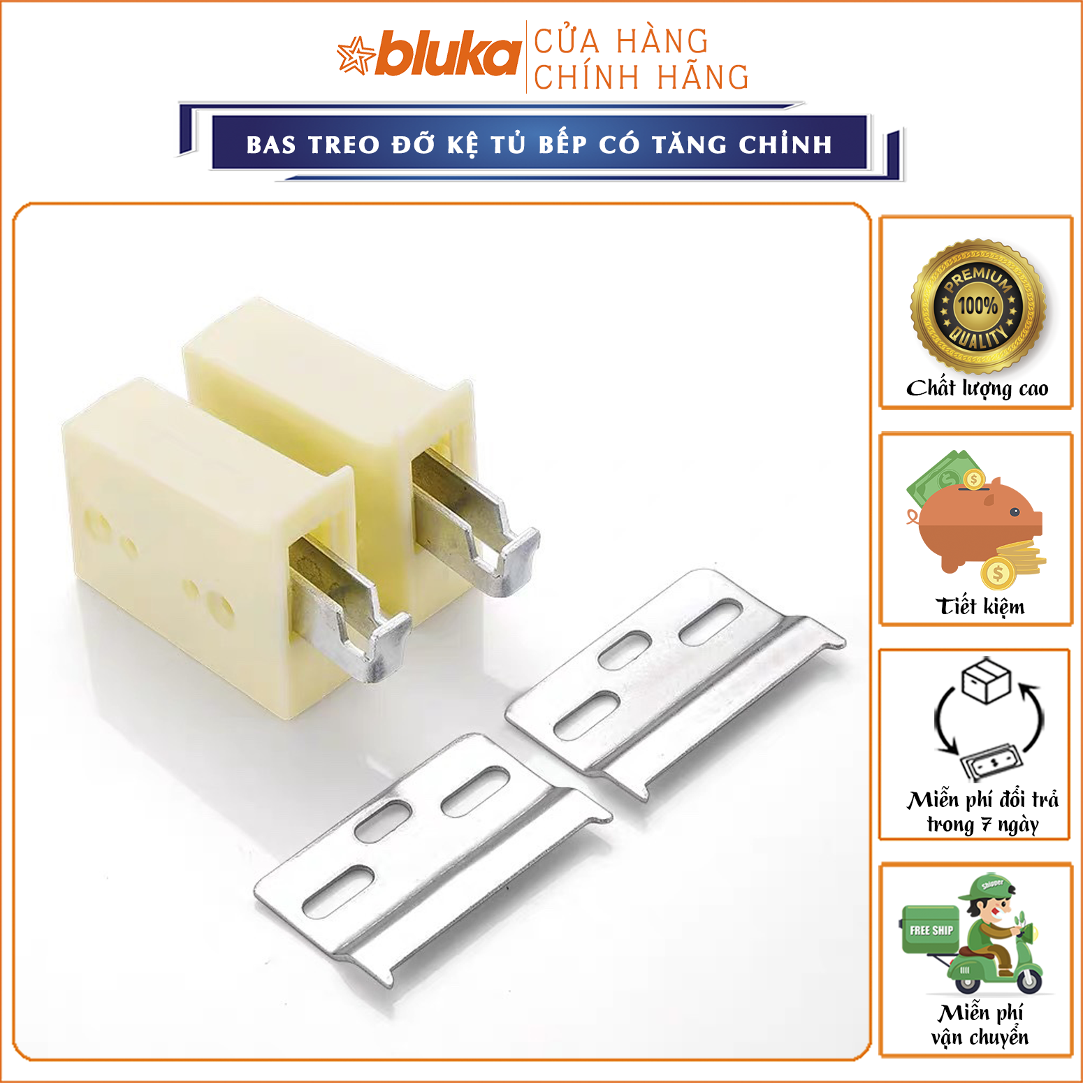 Bas treo đỡ kệ, tủ bếp có tăng chỉnh
