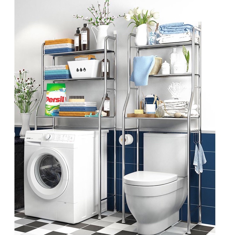 Kệ để đồ sau bồn cầu inox 3 tầng