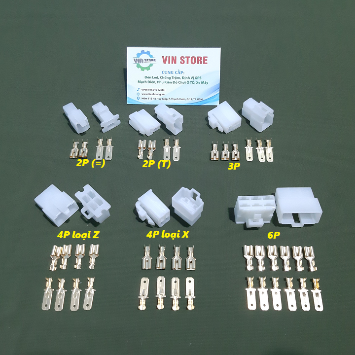 5 Bộ/ 1 Bịch Jack nhựa 6.3 Kèm COS 6.3mm loại 2P/3P/4P/6P (Giắc nhựa + Cos 6.3mm)