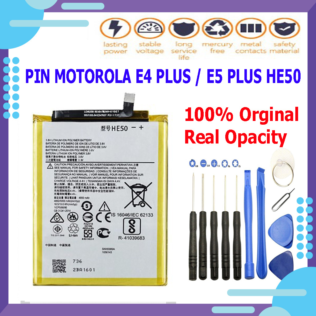 Pin motorola e4 plus / e5 plus he50 xt1770 5000mah - tặng kèm keo dán và bộ tháo mở