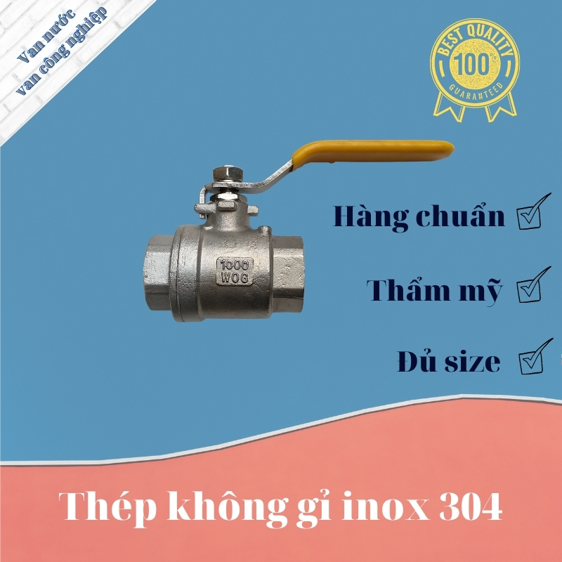 van bi inox 304 phi 27 van nước tay gạt chất liệu bằng thép không gỉ