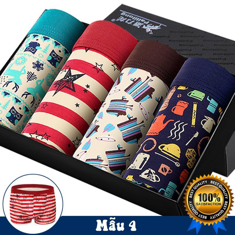 Quần lót nam - quần sịp đùi - combo 4 quần lót boxer kháng khuẩn ngăn mùi hôi mềm thoáng mát thiết kế quyến rủ độc đáo cao cấp - giá sỉ