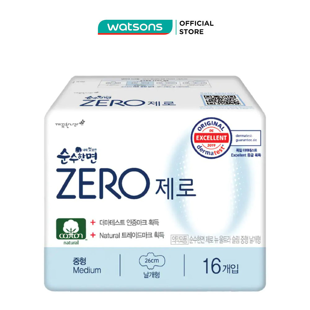 Băng vệ sinh kleannara zero mặt bông siêu mỏng cánh 26cm 16 miếng