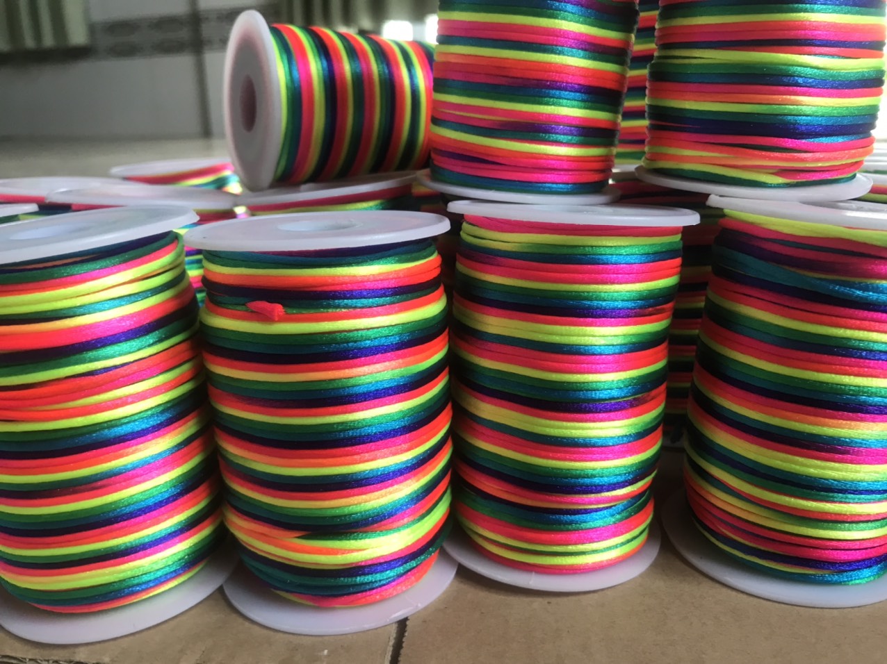 100m Dây Tim Dây Ngũ Sắc Cuộn  dày 1.5mm và 2.5mm đan Vòng Tay