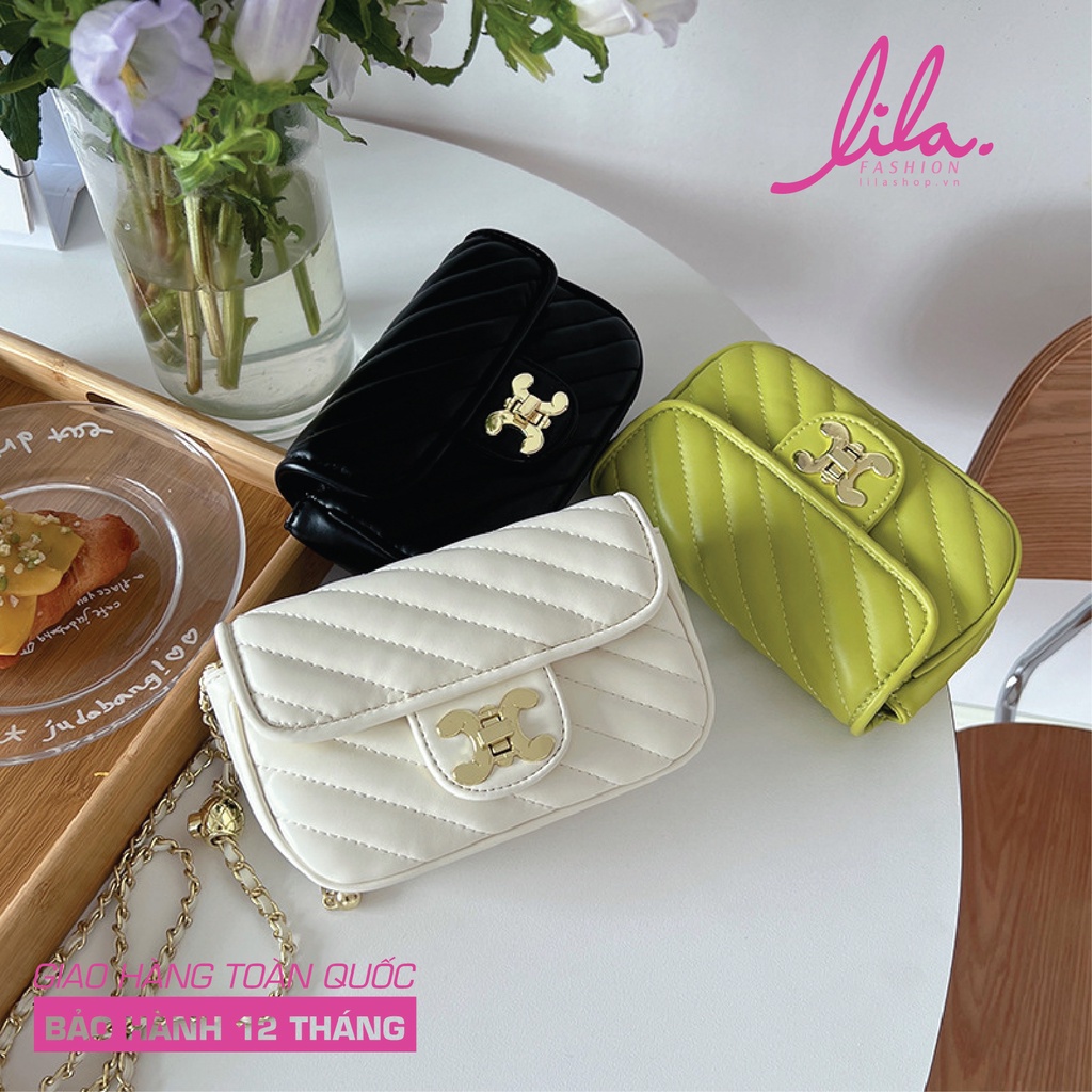 Túi mini size 17 phối dây xích, túi đeo chéo phong cách hàn vừa điện thoại siêu hot lila106
