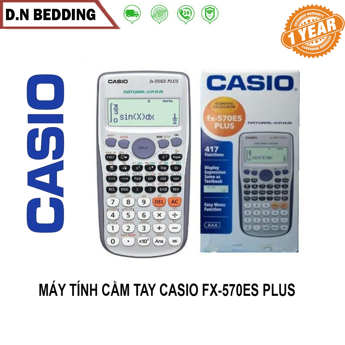 Máy Tính Cầm Tay Casio FX570es Plus - Máy Tính Học Sinh Cấp 2, Cấp 3 Học Sinh Giá Giẻ -  Máy Tính Bỏ Túi  -  Máy Tính Kế Toán Thực Hiện Phép Tính Nhanh, Chính Xác- Máy Bỏ Túi Mini Cao Cấp Bh 1 năm