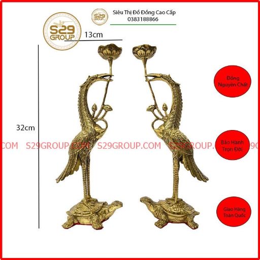 Hạc đồng thờ cúng gia tiên,phụ kiện thờ cúng bằng đồng cao cấp