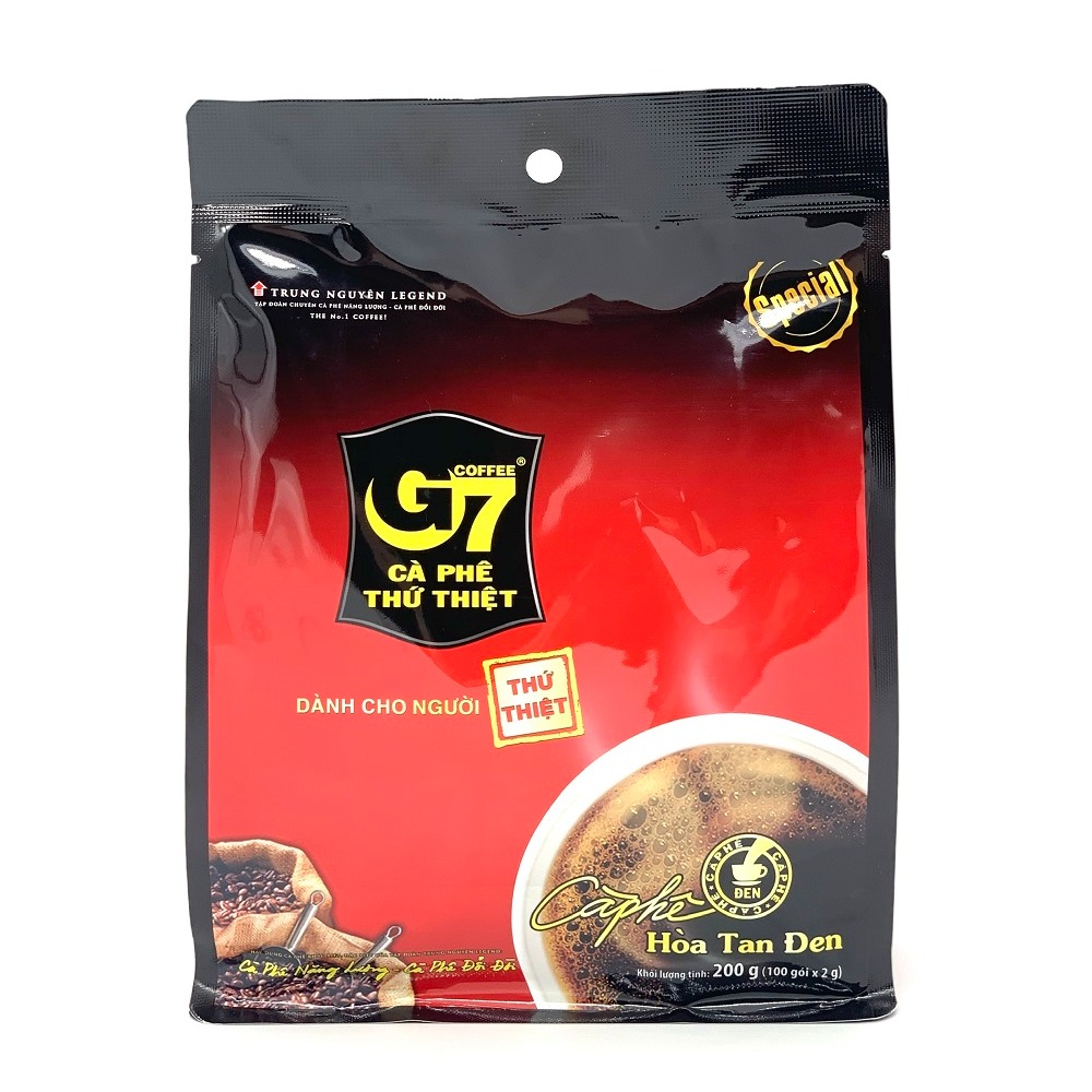 Cà phê G7 hòa tan Đen Bịch 100 gói( Không Đường Sữa) Trung Nguyên