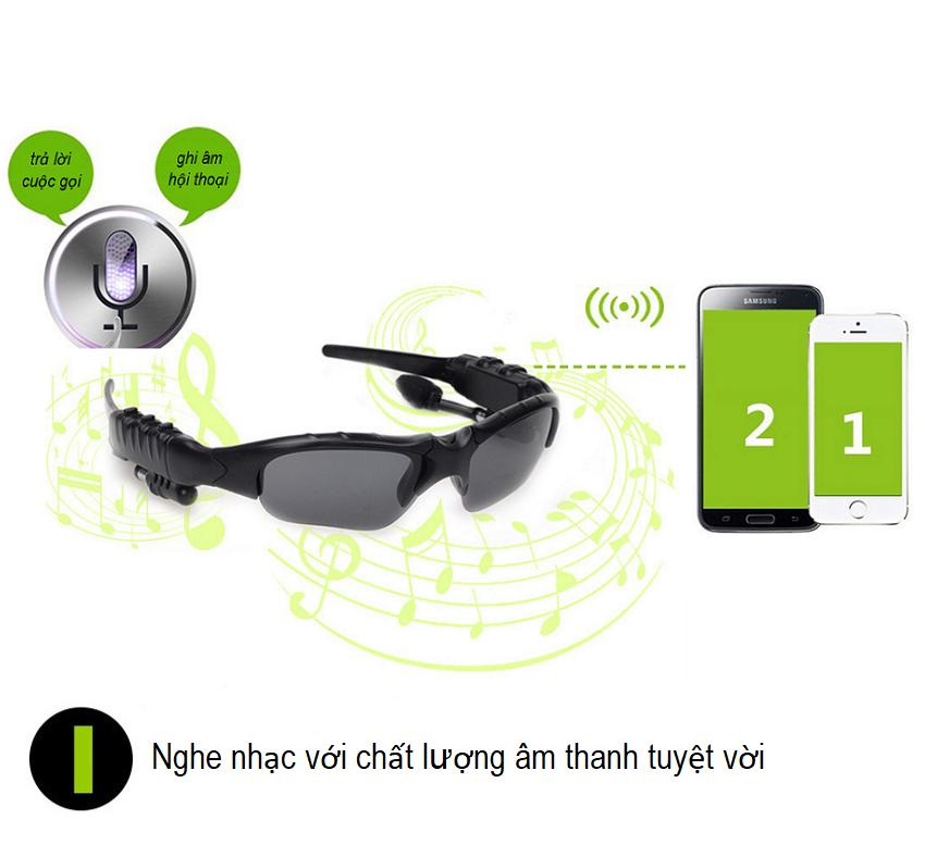 Mắt Kính Bluetooth 4.0 Smart Glass Thông Minh Kết Nối Bluetooth (phù hợp cho Nam & Nữ) - Nghe Nhạc / Đàm Thoại/ Trả Lời Cuộc Gọi