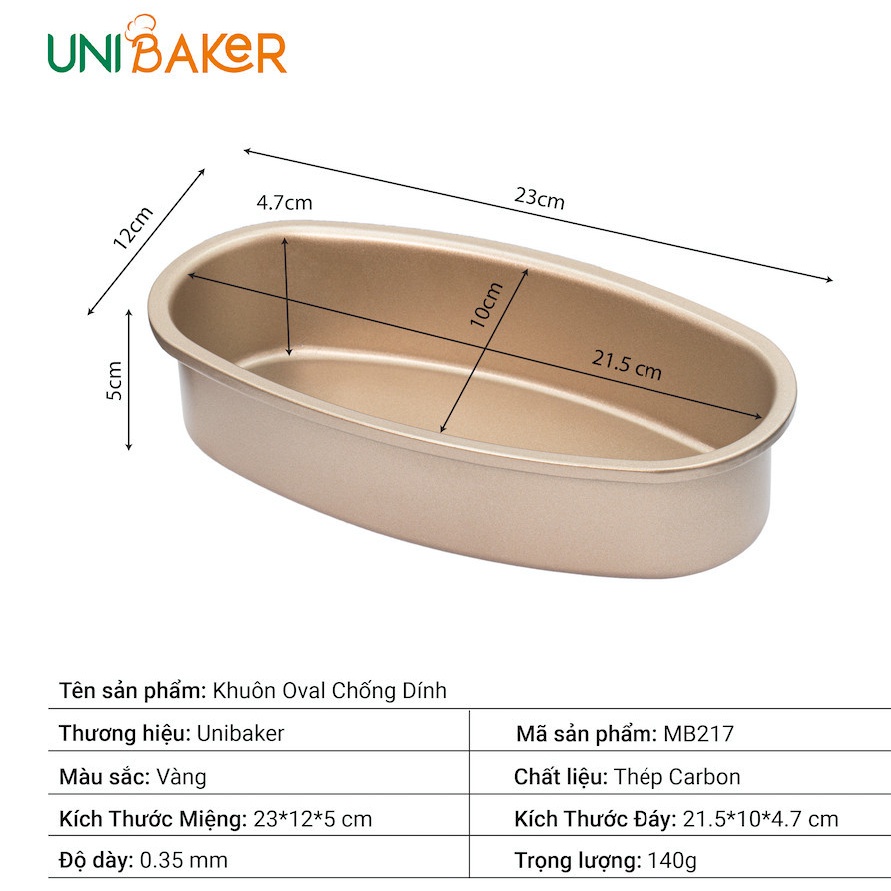 Khuôn Bánh Oval Chống dính Unibaker