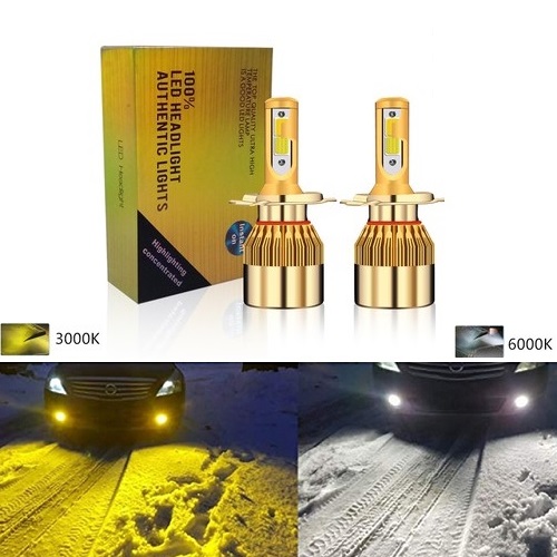 Bộ 2 Đèn LED Pha/Cos Cho Ôtô, Xe Máy Chân Cắm H4 Có Quạt Tản Nhiệt