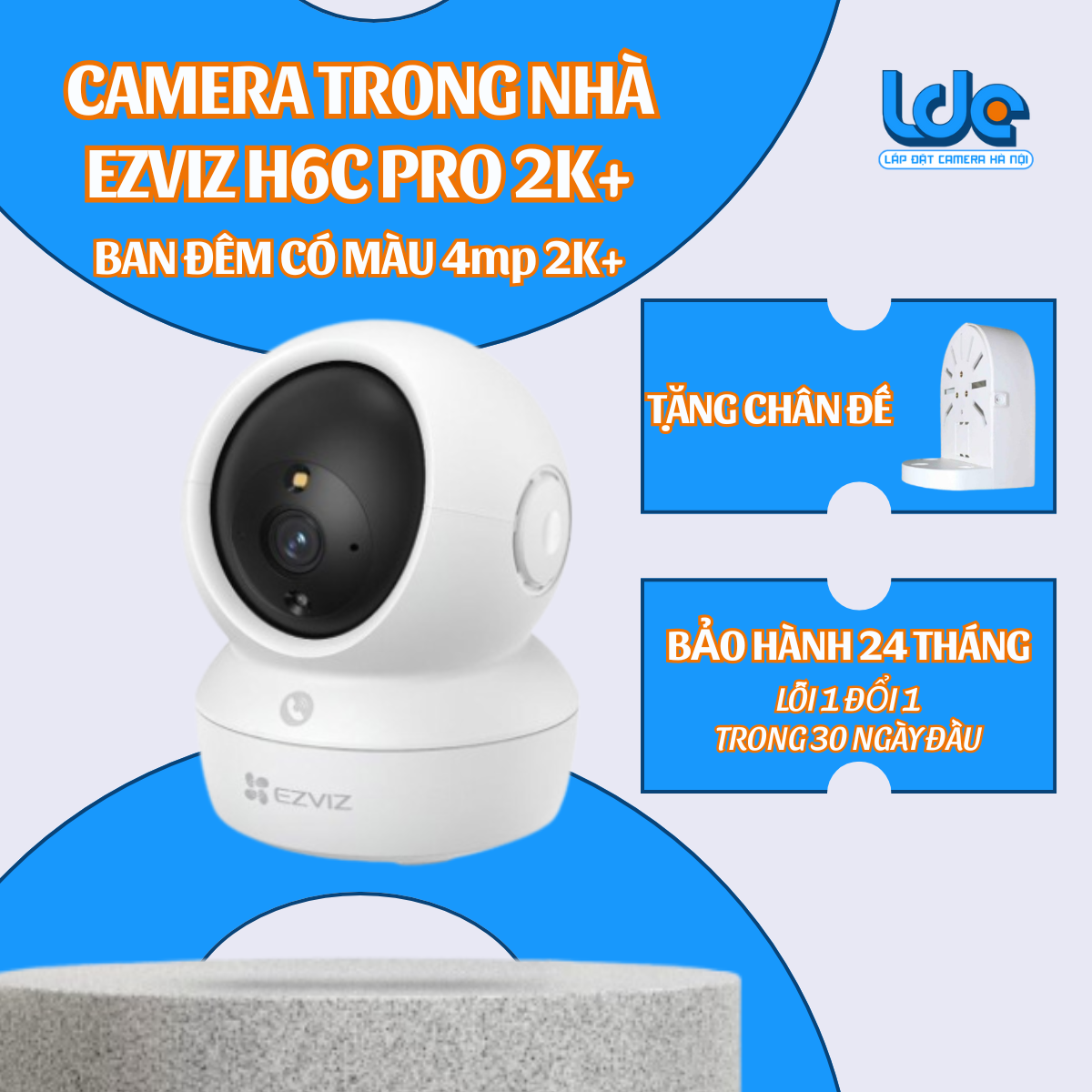 H6c 4mp pro| camera wifi ezviz cs-h6c 2k 4mp, mẫu mới 2023, tích hợp nút gọi video call đến điện thoại, ban đêm có màu