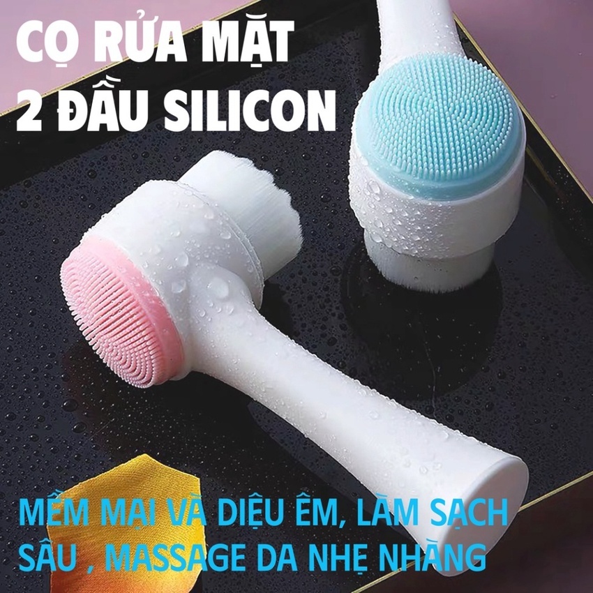 Cọ massage rửa mặt 2 đầu 3D gai silicon Cọ rửa mặt thông minh KABA