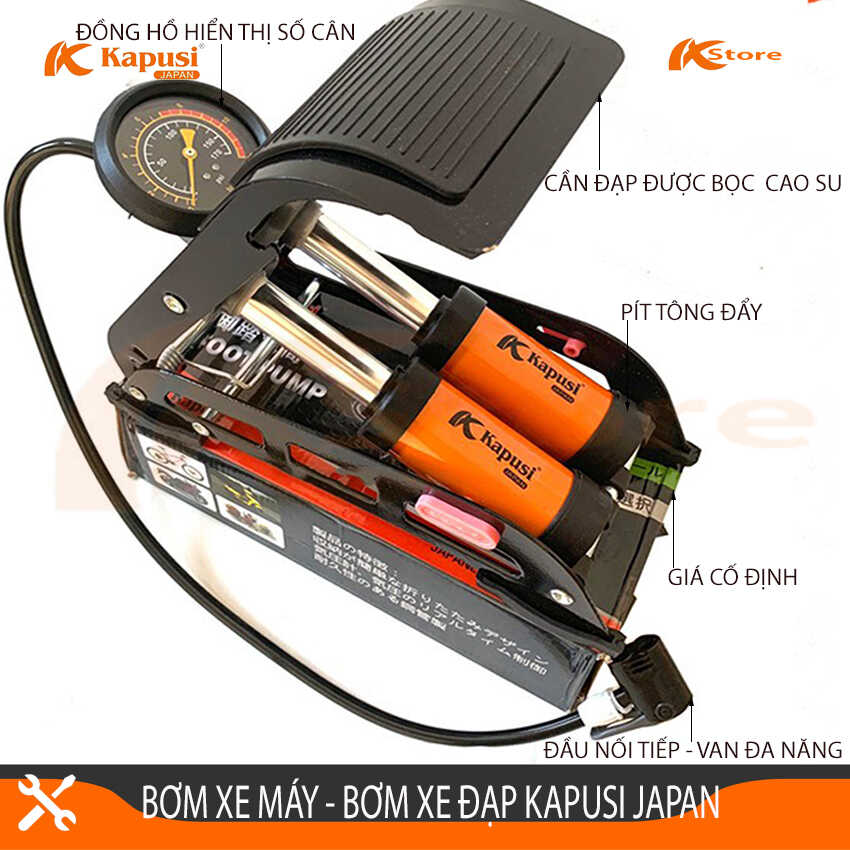 [MẪU MỚI] BƠM XE MÁY - XE ĐẠP KAPUSI JAPAN CÔNG NGHỆ NHẬT BẢN BẢO HÀNH 12 THÁNG