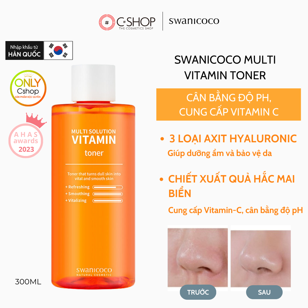 Toner cân bằng độ pH cung cấp vitamin C cho da Swanicoco Multi Vitamin Toner