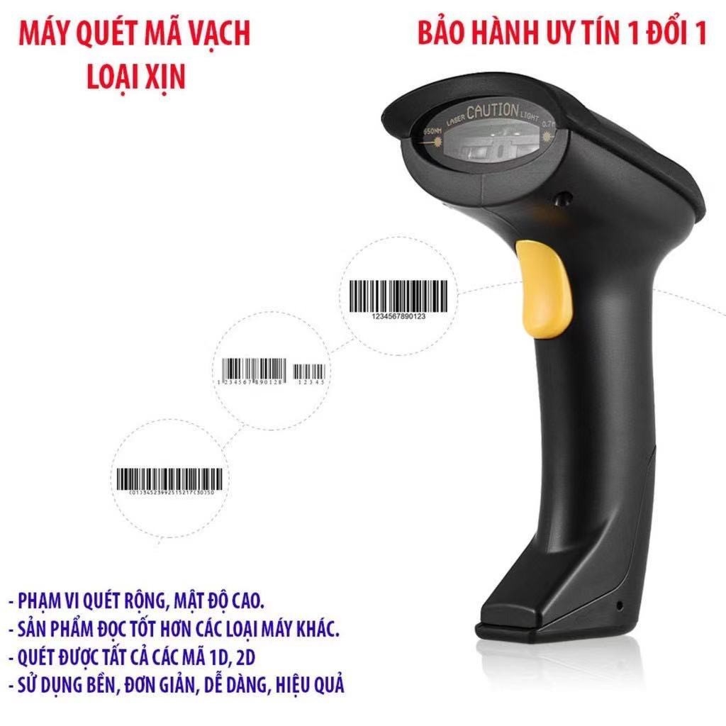 Máy Quét Mã Vạch | Đầu Đọc Mã Vạch |  Bắn Mã Vạch ... máy quét mã vạch không dây cầm tay tiện lợi 2.4G với công nghệ quét Laser giúp đọc sản cực nhanh