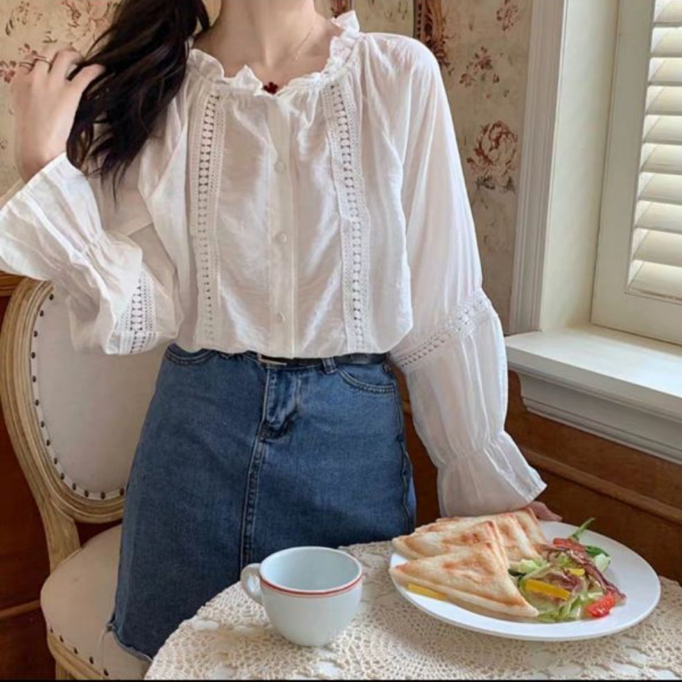 áo kiểu tiểu thư phối ren ảnh thật