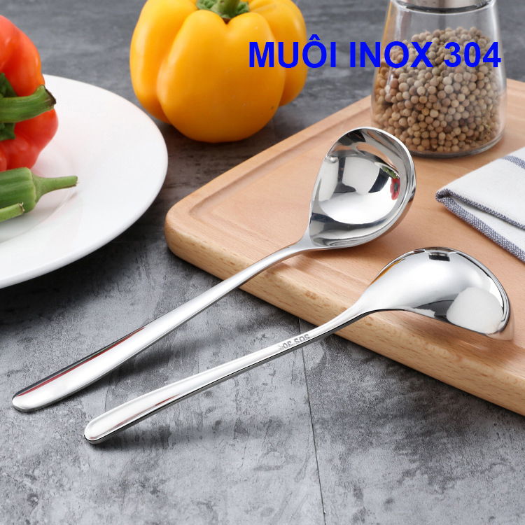 Muỗng, muôi múc canh, vá múc canh inox 304 cao cấp, sang trọng cho bữa cơm