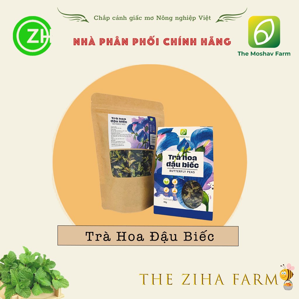 Trà hoa đậu biếc sấy lạnh the moshav farm giúp giảm cân, tạo màu thực phẩm, đẹp da, giảm mất ngủ chống lão hóa - the ziha farm