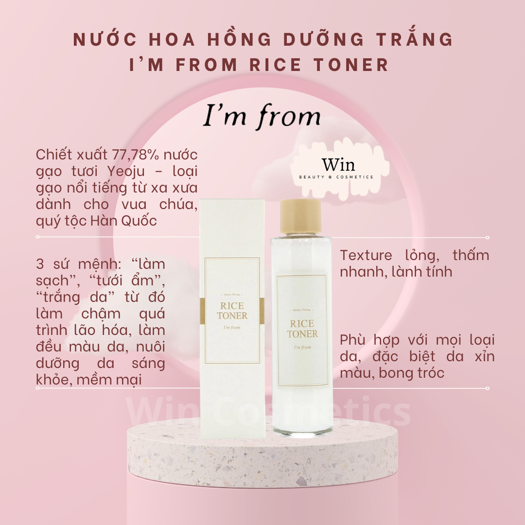 Toner gạo I'm From - Mặt nạ chiết xuất gạo dưỡng sáng da Rice toner Rice mask