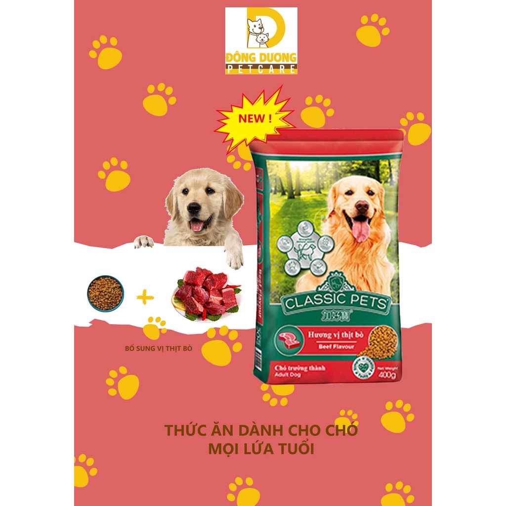 Thức ăn chó lớn cp classic pets vị thịt bò gói 400g - 2kg
