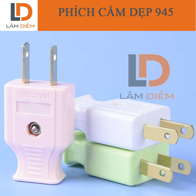 Phích cắm 10a 250v chân dẹp 945