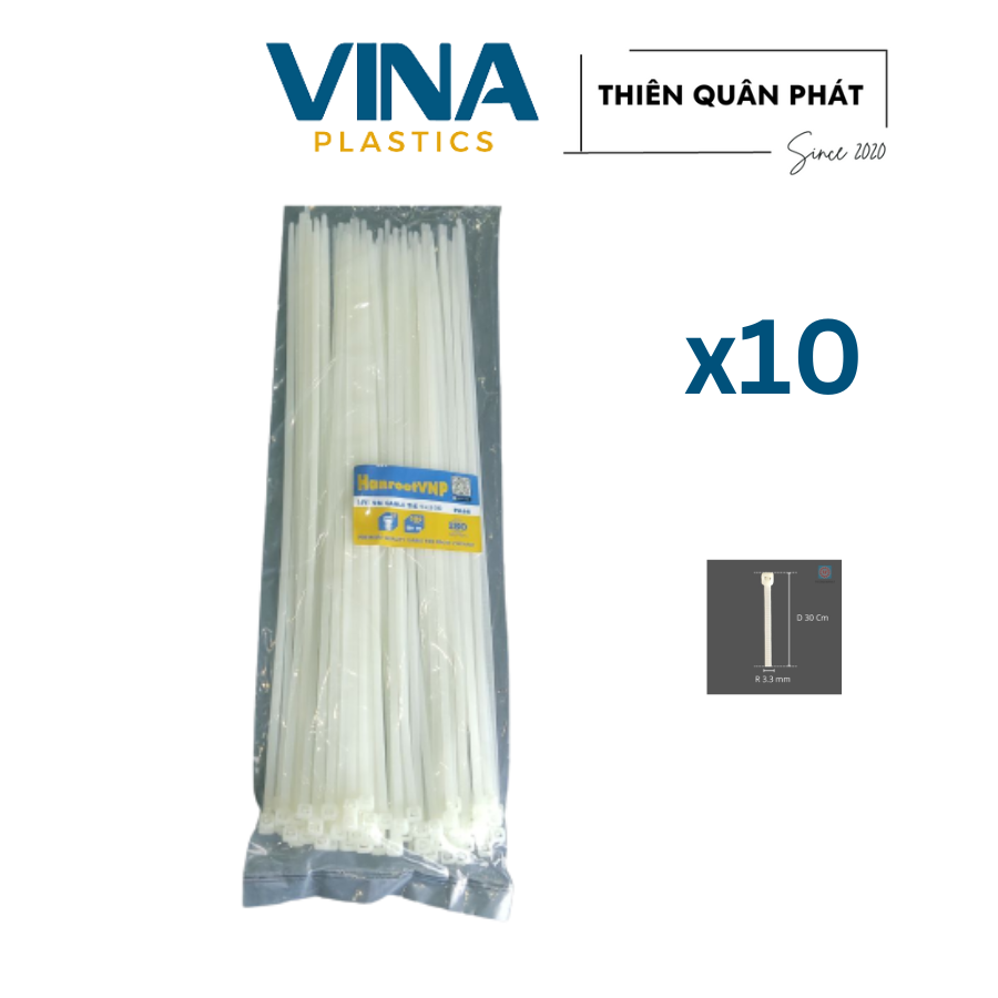 Combo 10 bịch dây rút nhựa màu trắng kích thước 30 cm