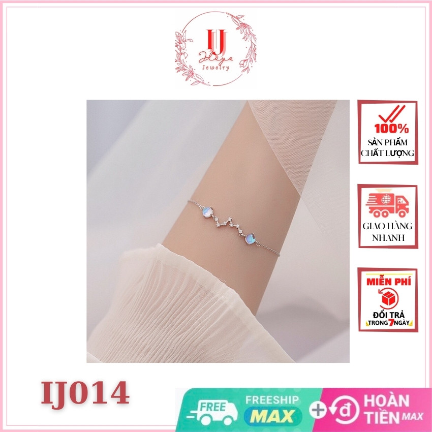 Lắc tay bạc Iloyo IJ014, vòng đeo tay nữ may mắn chòm sao xanh Moonstone