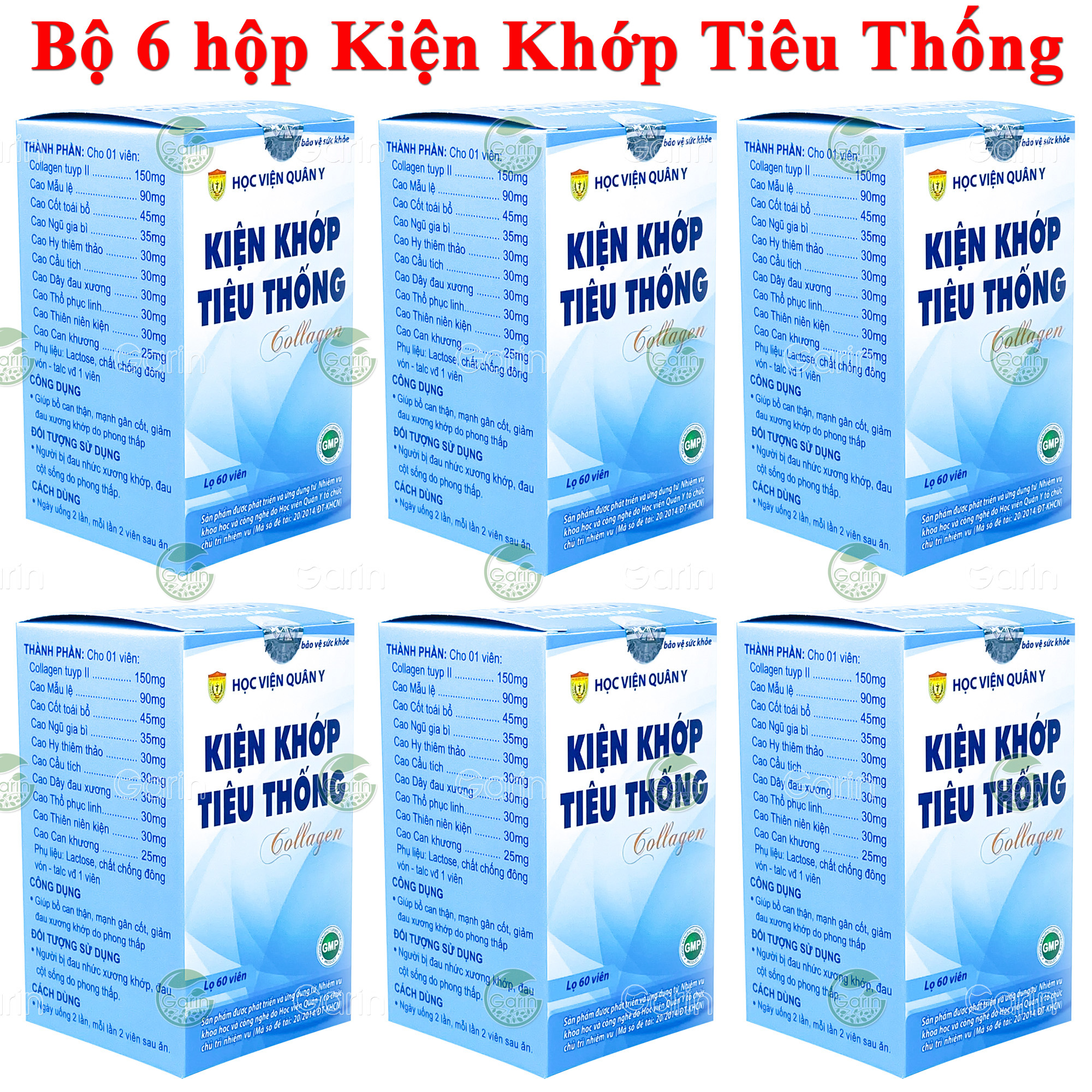[HCM]Liệu trình 3 tháng 6 hộp kiện khớp tiêu thống collagen Học Viện Quân Y (60 viên x 6) giúp bổ can thận mạnh gân cốt giảm các triệu chứng đau nhức xương khớp thoái hóa xương khớp phòng ngừa thoát vị đĩa đệm