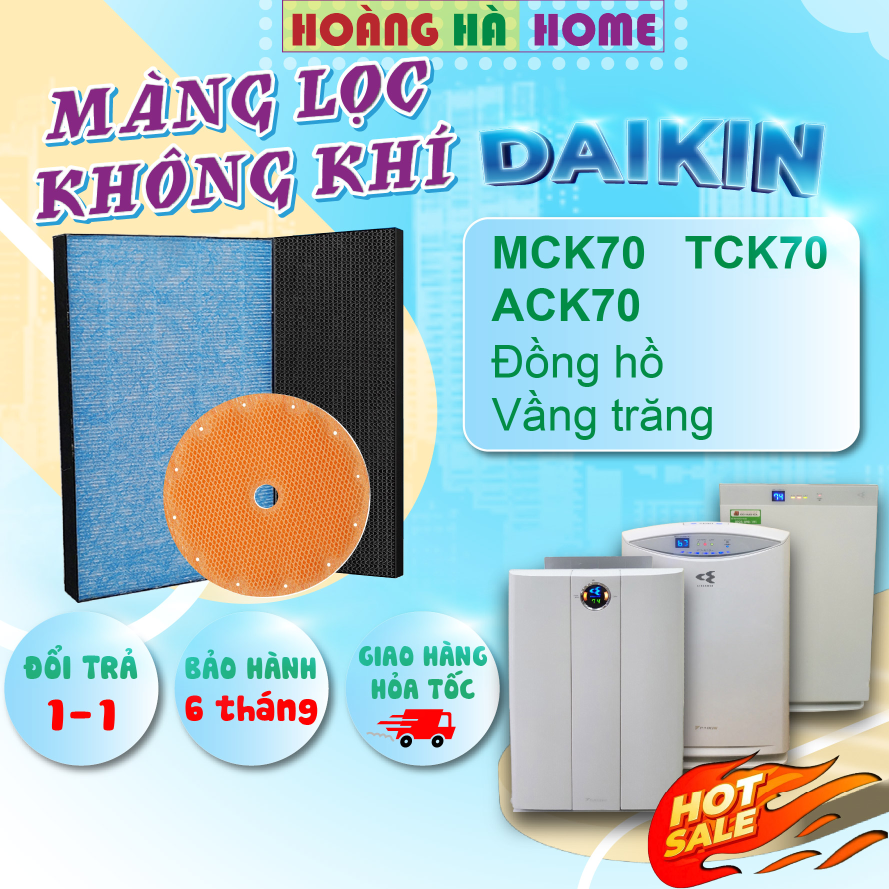 Màng lọc không khí Daikin MCK70 ACK70 TCK70, Màng lọc hepa Daikin MCK70, màng than hoạt tính daikin,