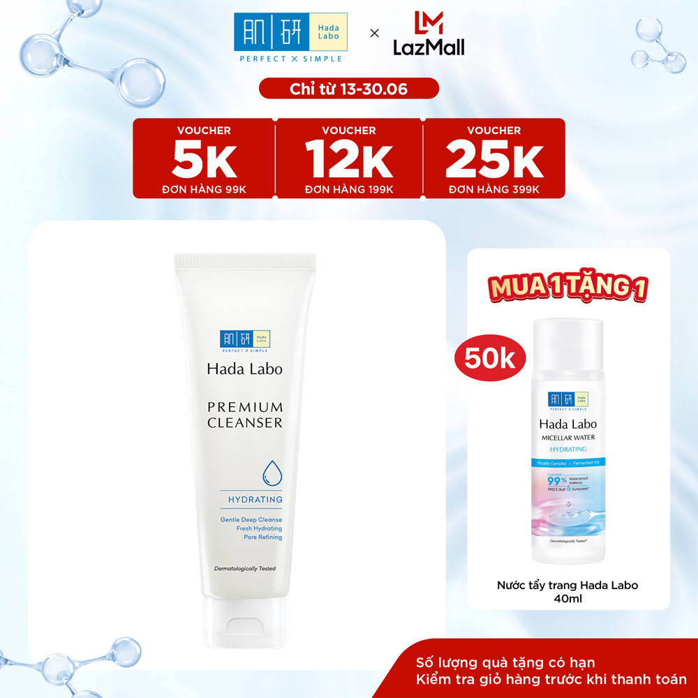 Sữa rửa mặt dưỡng ẩm cao cấp Hada Labo Premium Cleanser Hydrating 100g