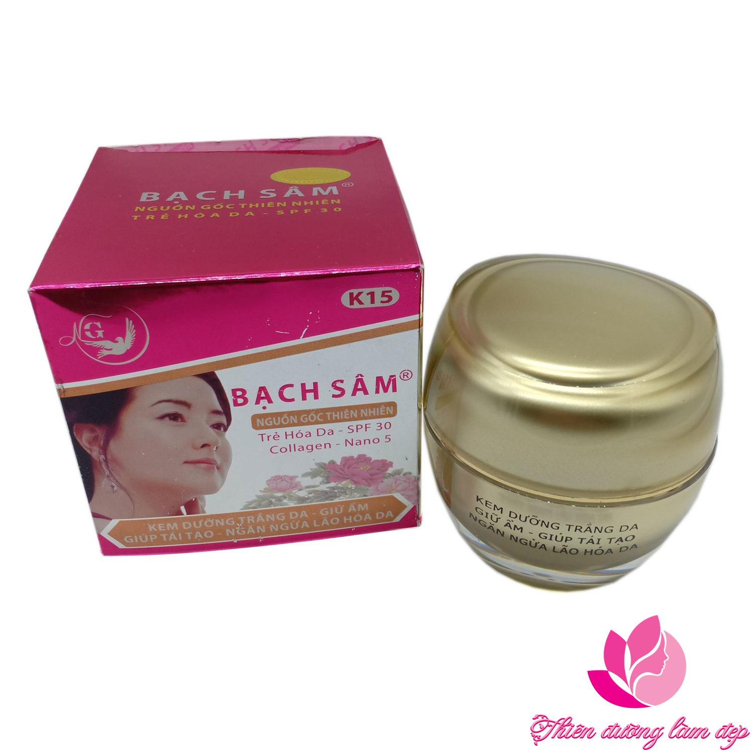 Kem dưỡng trắng da giữ ẩm tái tạo chống lão hóa kem K15 BẠCH SÂM NHAU THAI CỪU 40g