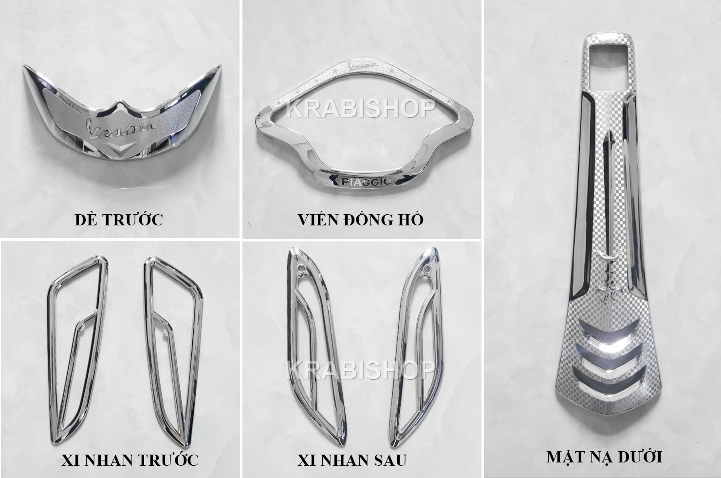 Ốp trang trí xe Vespa Primavera mạ crom Artistar